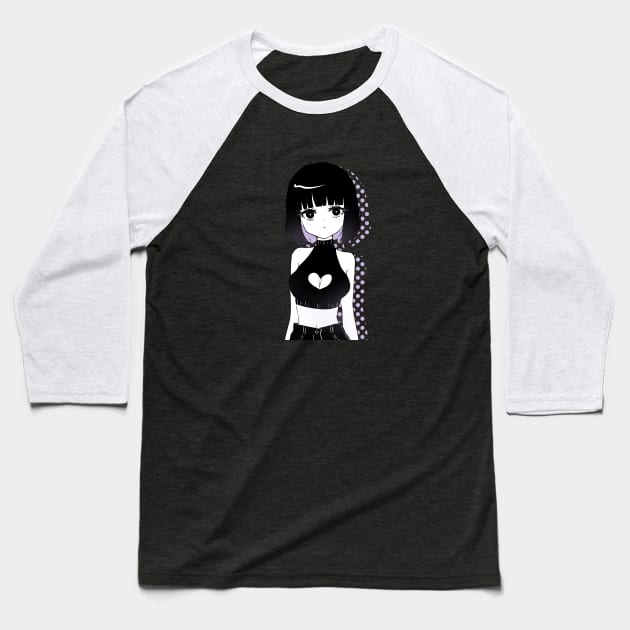 Gothic Anime Girl Baseball T-Shirt by spiderprincess